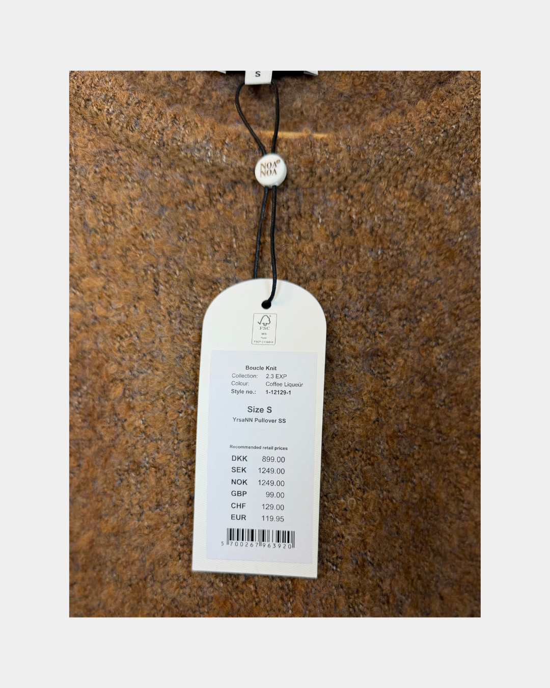 Noa Noa YrsaNN Pullover SS bouclé-neulepusero, ruskea (Coffee Liqueur), koko S – uusi