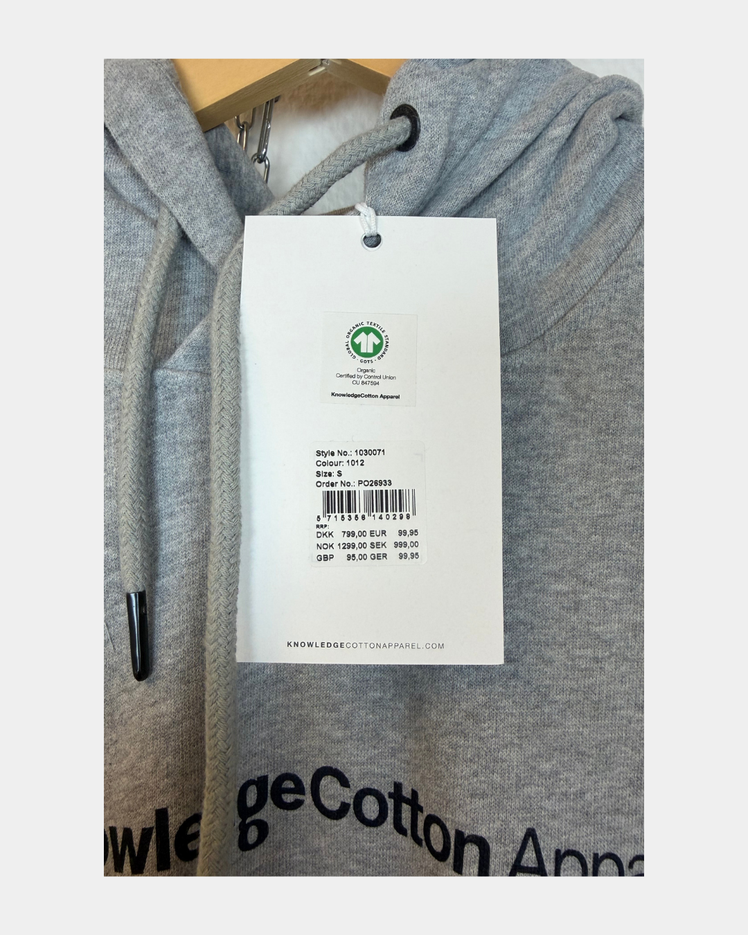 KnowledgeCotton Apparel huppari, harmaa melange, koko S – uusi