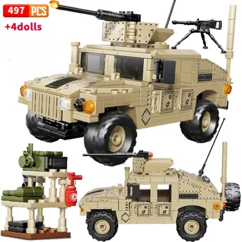 Военна бойна машина WW2, модел, строителни блокове, Противоминный защитен от засада кола, Тухли, играчки за деца