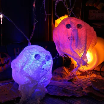 Декоративна лампа с Ужасен виртуален скелет за Хелоуин, работещ на батерии, светещи декоративни подпори за двора