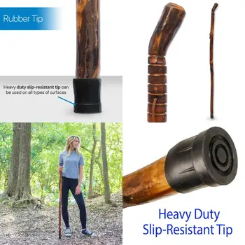Насладете се на изискана 48-инчов дървена бастун, ръчно изработени, на лагер бастун и треккинговой пръчка с каишка на китката-идеален за природата.