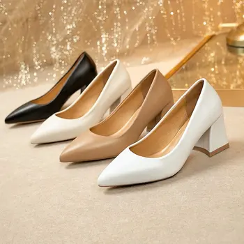 Нови дамски модел обувки на платформа и квадратен ток с малките си остри пръсти, Пролет/Есен, Пикантни женски обувки-лодка Zapatos De Mujer 2023