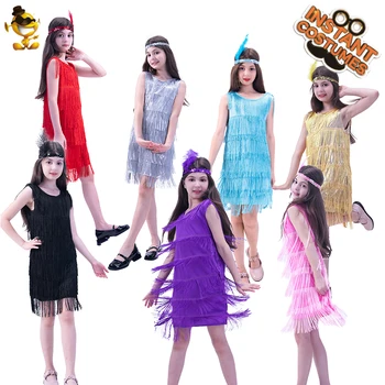 Рокля с хлопками 1920-те години за момичета, Детски рокли с пискюли на Хелоуин 20-те години, дрехи за cosplay