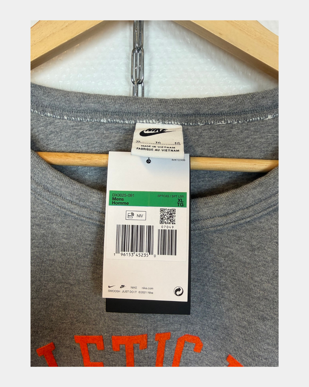 Nike Sportswear Athletic Dept. collegepaita, harmaa, koko XL – uusi, hintalappu kiinni