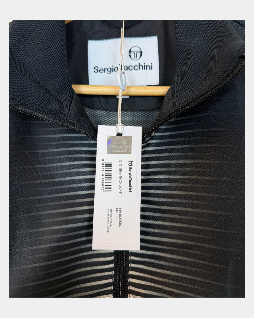 Sergio Tacchini Nema Track Jacket – musta/harmaa, koko L, uusi hintalapuin