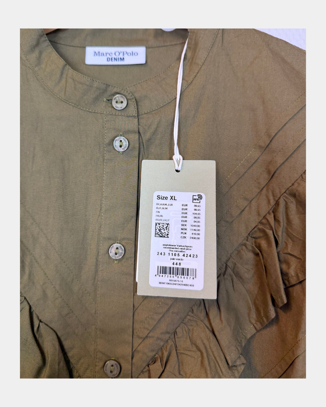 Marc O'Polo Denim röyhelöpusero, oliivinvihreä, koko XL – uusi, hintalappu kiinni