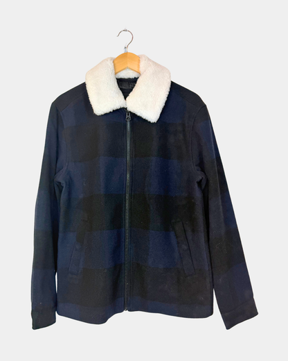 ONLY & SONS Onsron Check Jacket OTW – tummansininen/musta ruutu, koko M, uusi