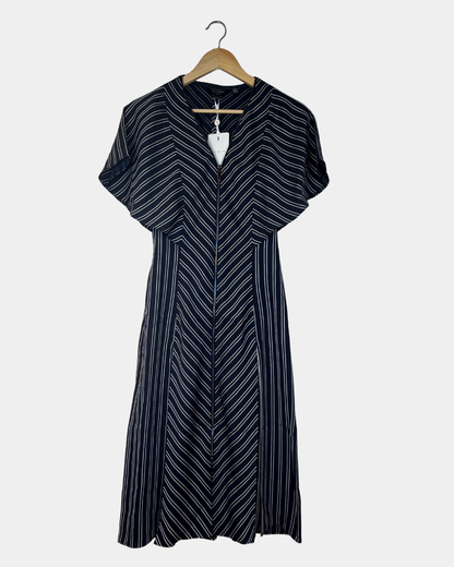 Ted Baker Elissie -midimekko, tummansininen raita, koko 1 (UK 8 / EU 36)
