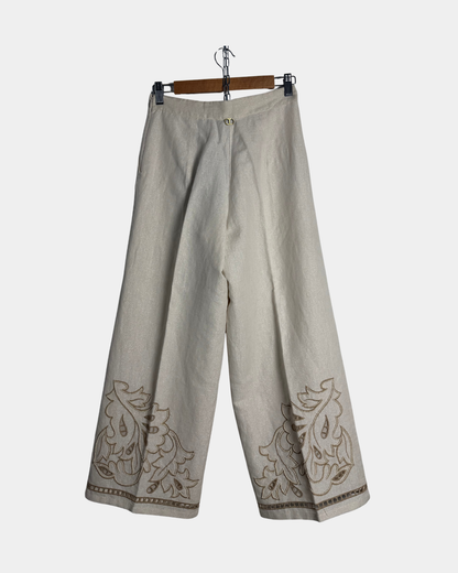 Twinset Milano pellava-lurex-housut kirjonnalla, koko IT 42