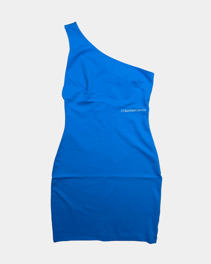 Calvin Klein Jeans one-shoulder mekko sininen – koko S, uusi
