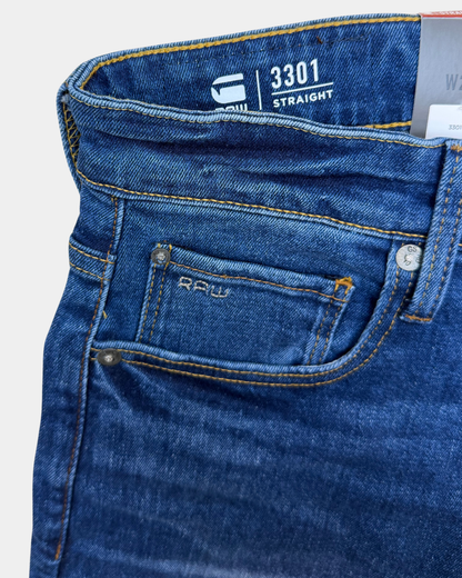 G-Star RAW 3301 Straight farkut sininen – W28/L32, uusi